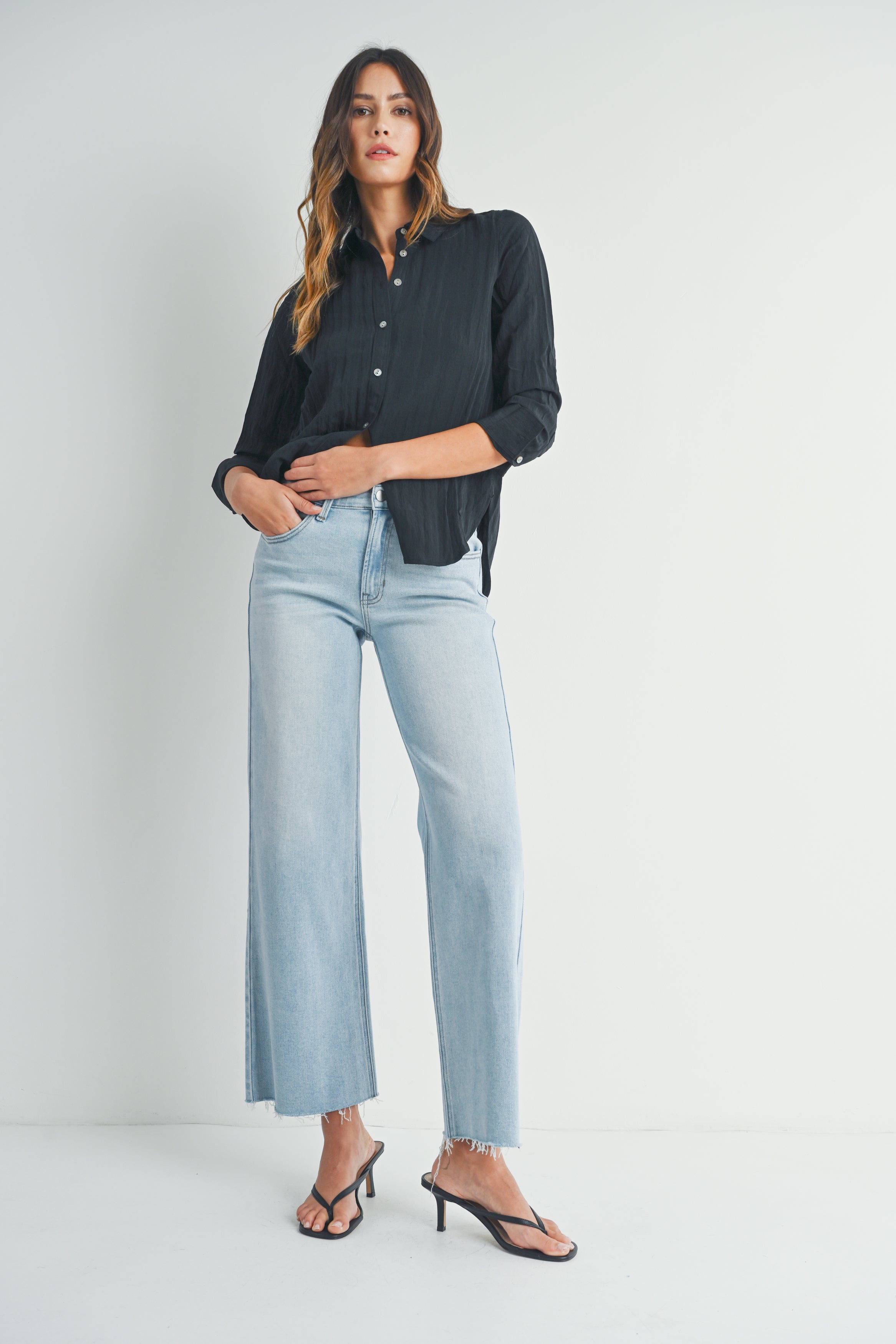 Claire Full Length Wide Leg Jean | Stretch Denim – Just USA Jeans