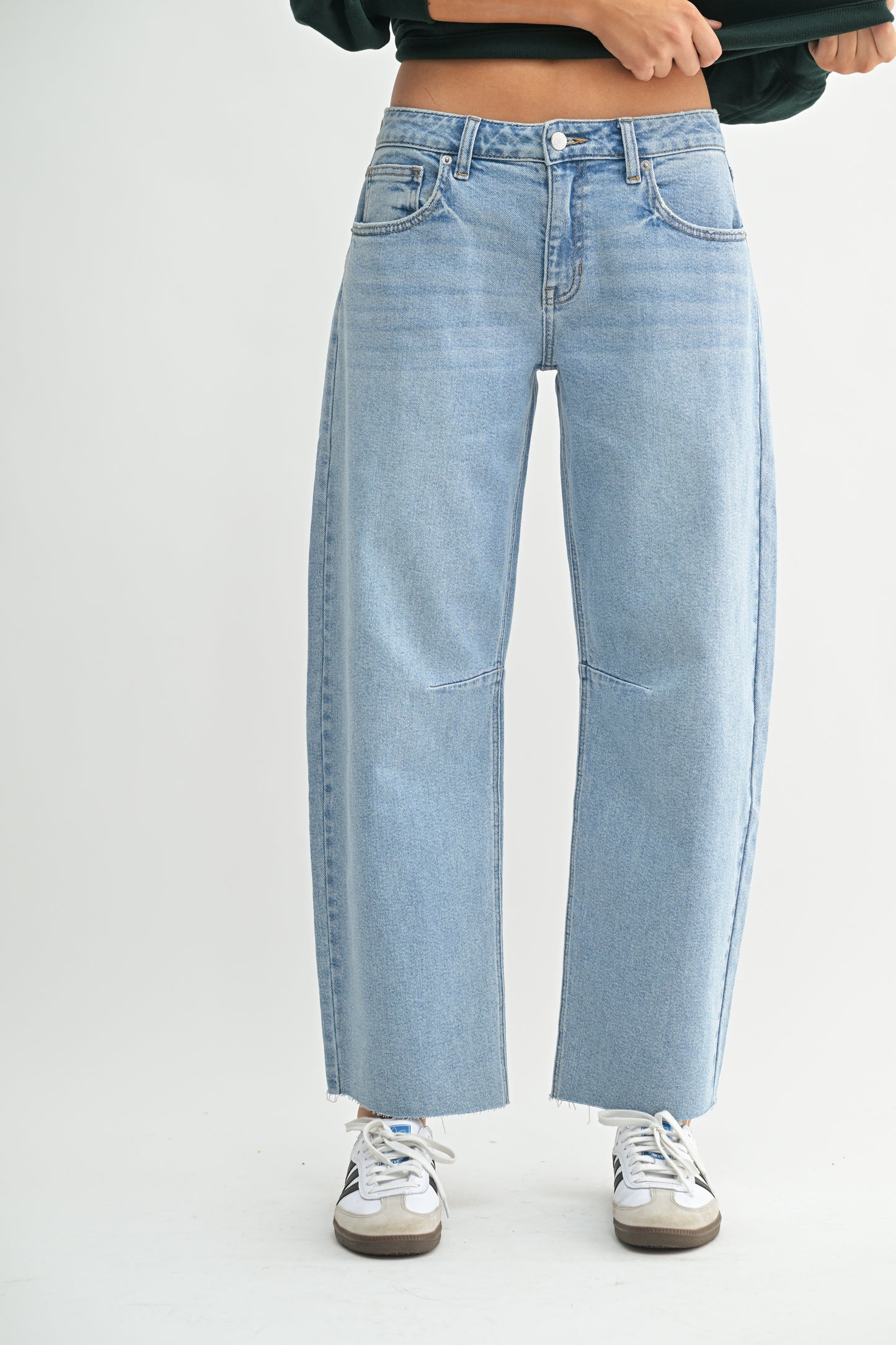 Elle Mid Rise Barrel Jean