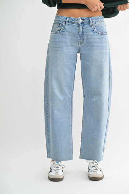 Elle Mid Rise Barrel Jean