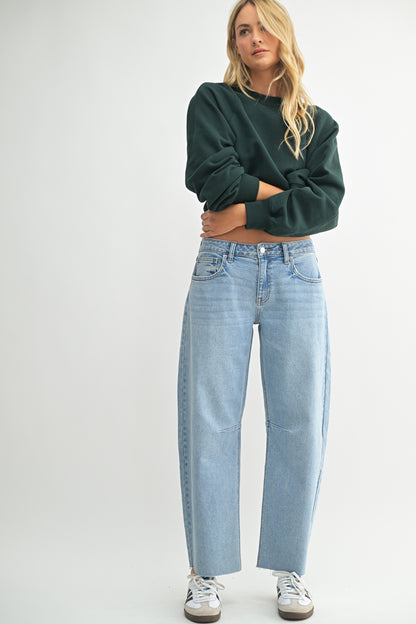 Elle Mid Rise Barrel Jean