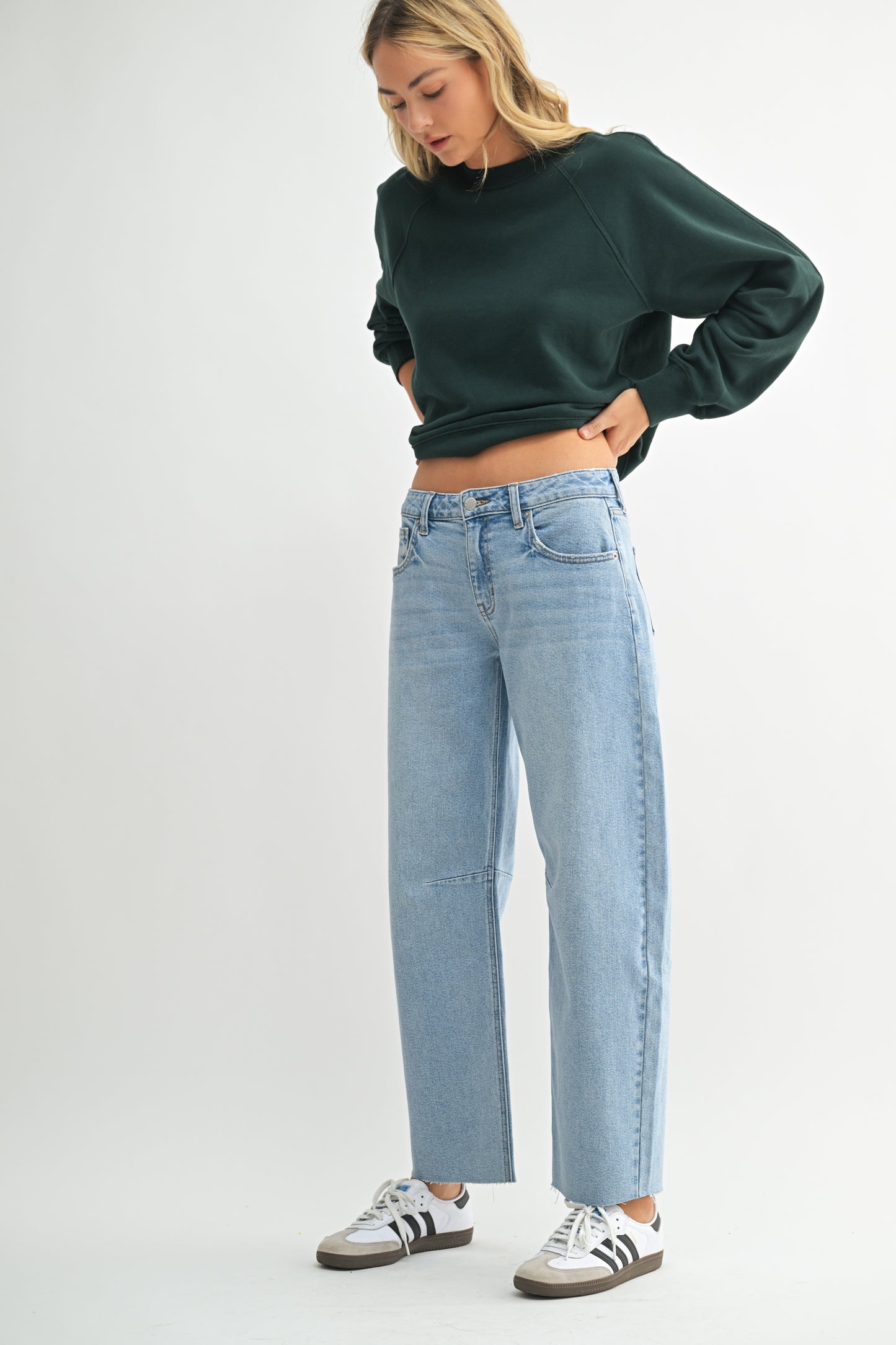 Elle Mid Rise Barrel Jean