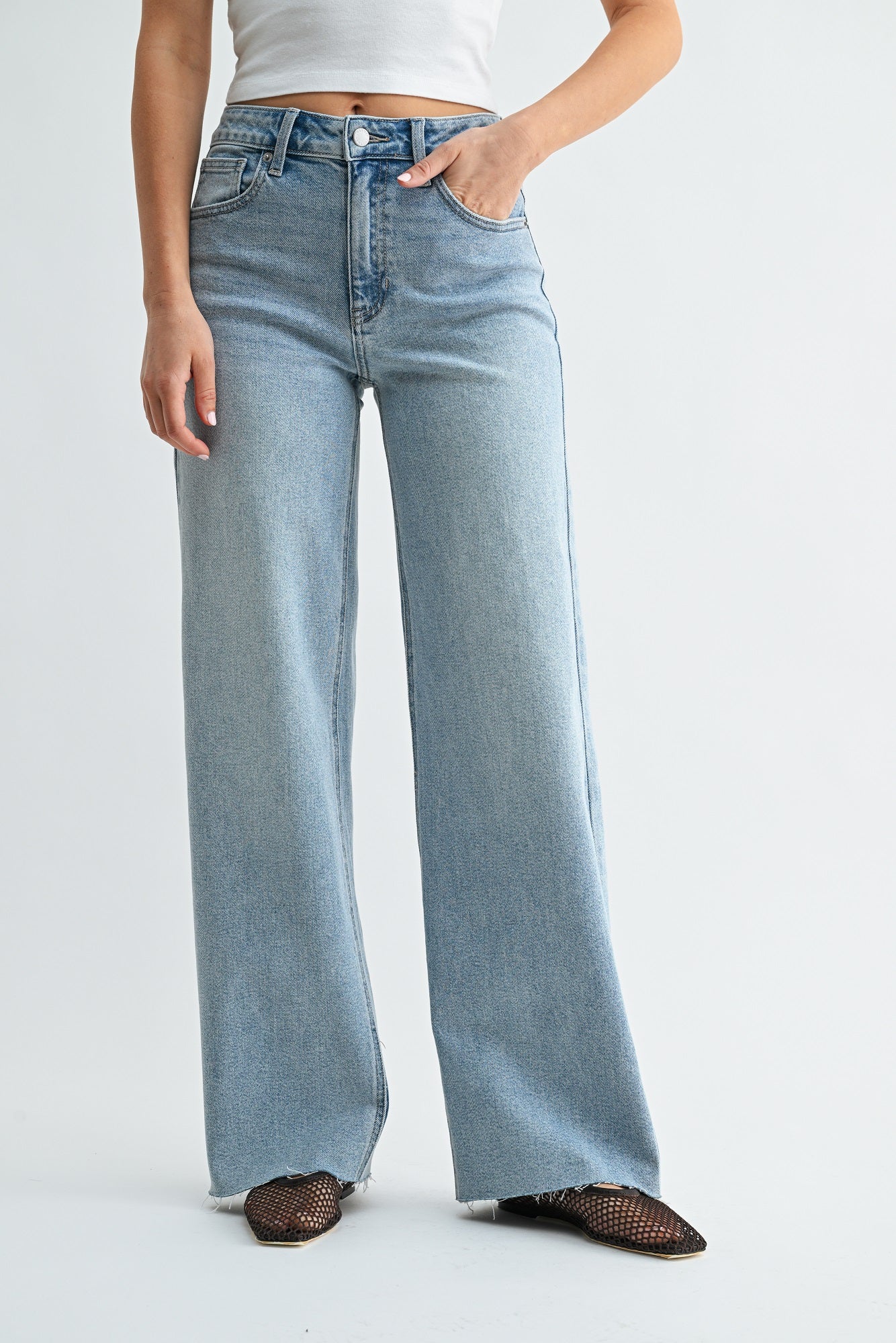 Tilly Scissor Cut Wide Leg Jean | Vintage Wash Denim – Just USA Jeans